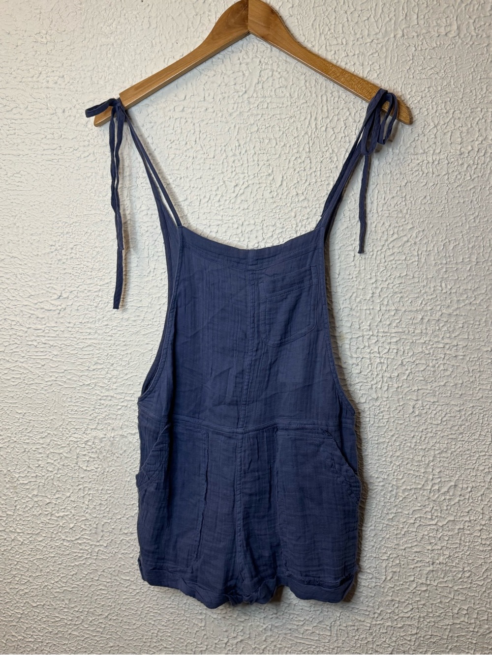 Abercrombie & Fitch Navy Blue Tie-Shoulder Lightweight Gauze Romper